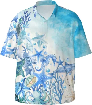 Men's Hawaiian Beach Shirt, Short Sleeve Shirts for Men, Quick-Dry Button Up Shirt