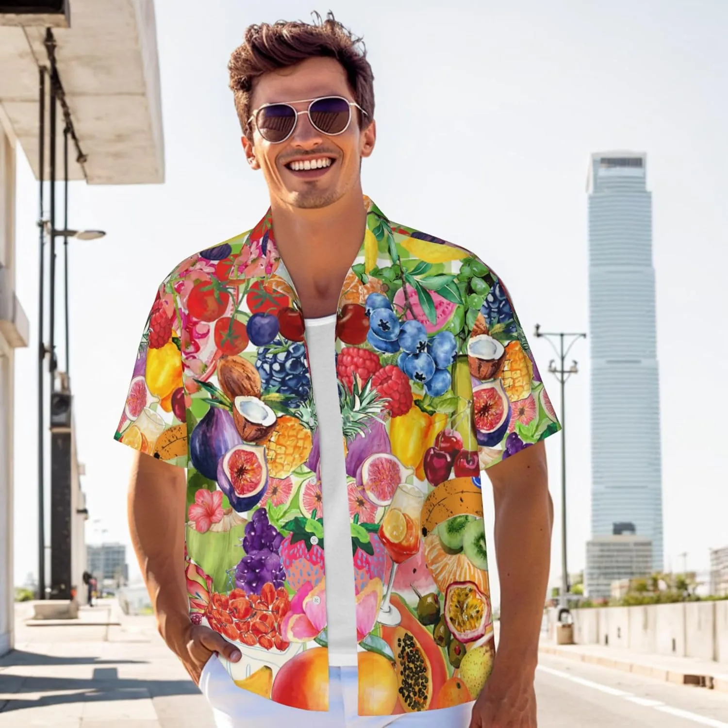Men's Hawaiian Beach Shirt, Short Sleeve Shirts for Men, Quick-Dry Button Up Shirt