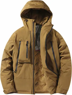 Mens Jacket Winter Zip Up Hoodies Casual Fashion Loose Pockets Windproof Long Sleeve Coat