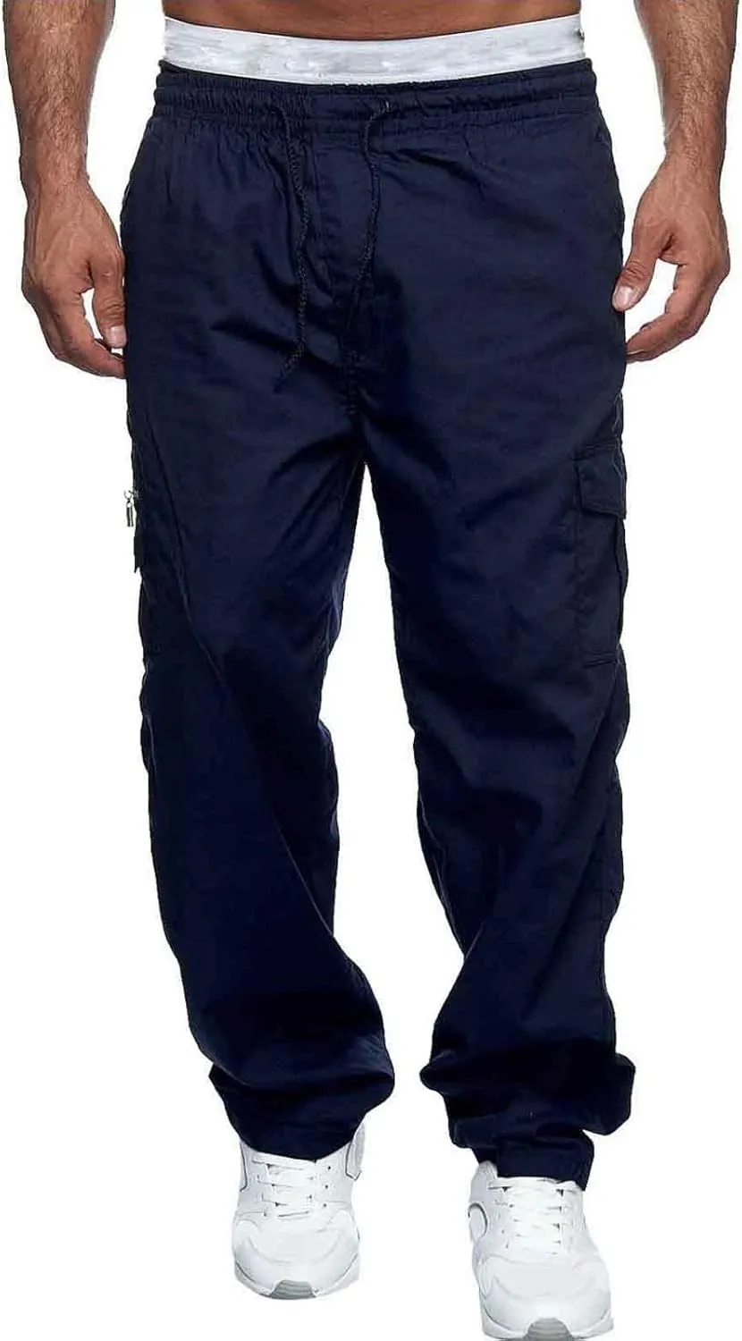 Men's Joggers Cargo Pants Drawstring Fashion Pants Sweatpants Casual Work Chino Pants with Pockets for Men