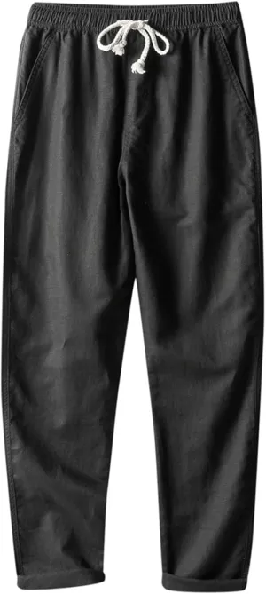 Men's Loose Casual Straight Leg Pants Elasticated Linen Pants 2025