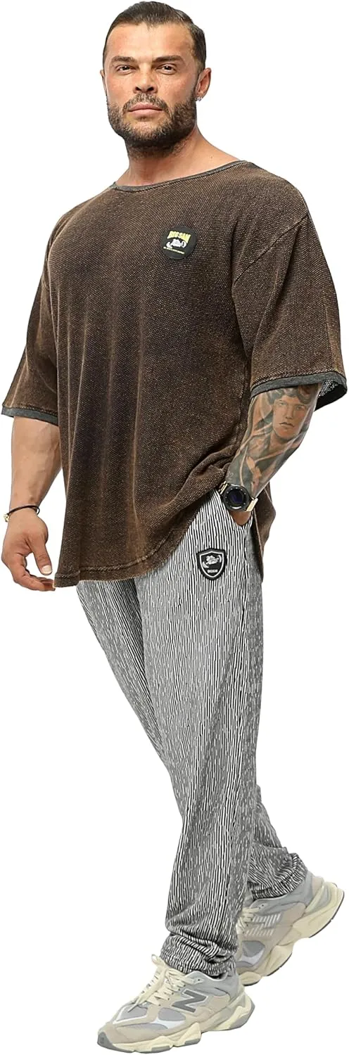 Men's Oversize T-Shirt, Bodybuilding, Lifting Cardio Rag Top Cotton Fabric Textured Active T-Shirt