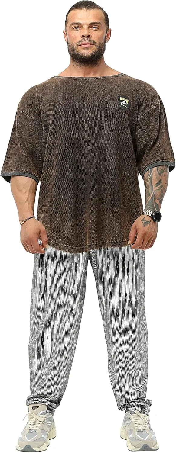 Men's Oversize T-Shirt, Bodybuilding, Lifting Cardio Rag Top Cotton Fabric Textured Active T-Shirt