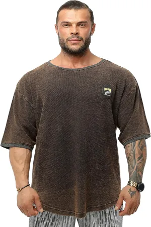 Men's Oversize T-Shirt, Bodybuilding, Lifting Cardio Rag Top Cotton Fabric Textured Active T-Shirt
