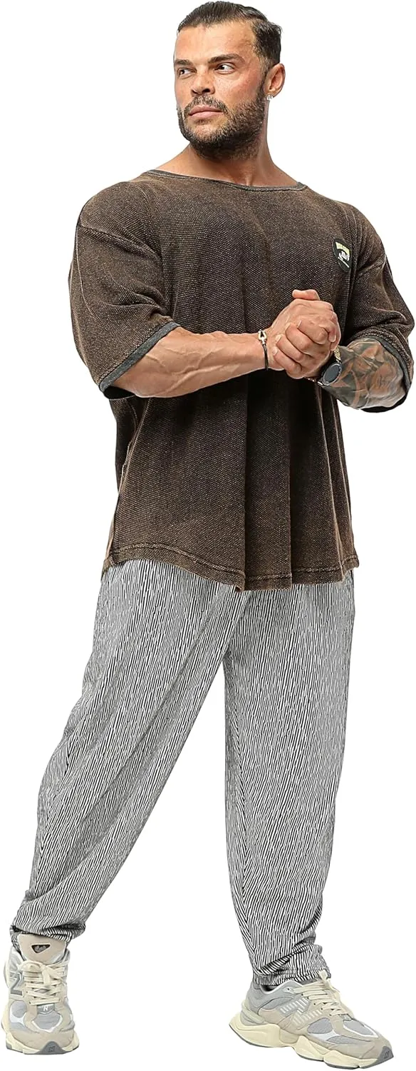Men's Oversize T-Shirt, Bodybuilding, Lifting Cardio Rag Top Cotton Fabric Textured Active T-Shirt