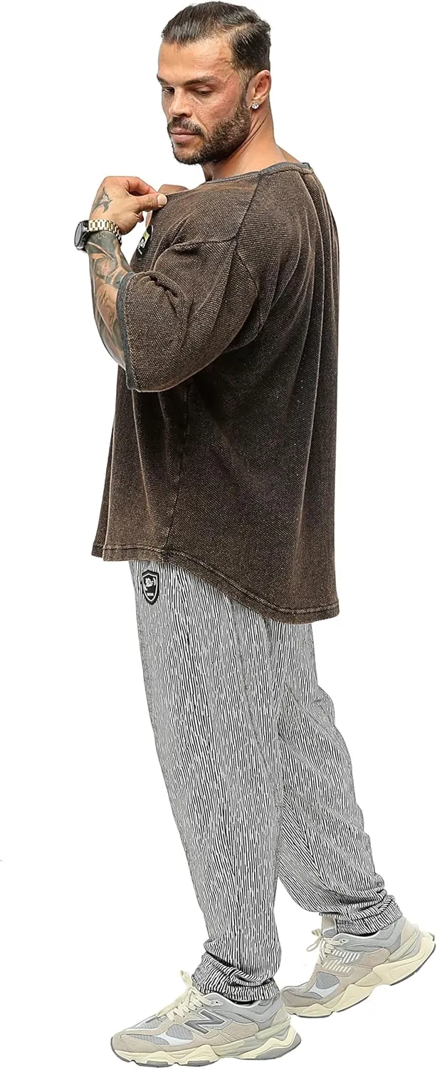 Men's Oversize T-Shirt, Bodybuilding, Lifting Cardio Rag Top Cotton Fabric Textured Active T-Shirt