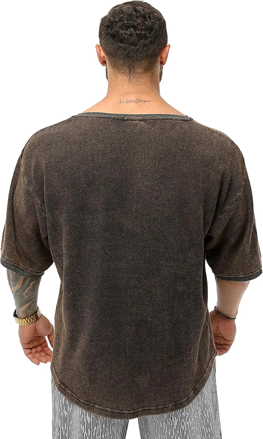 Men's Oversize T-Shirt, Bodybuilding, Lifting Cardio Rag Top Cotton Fabric Textured Active T-Shirt