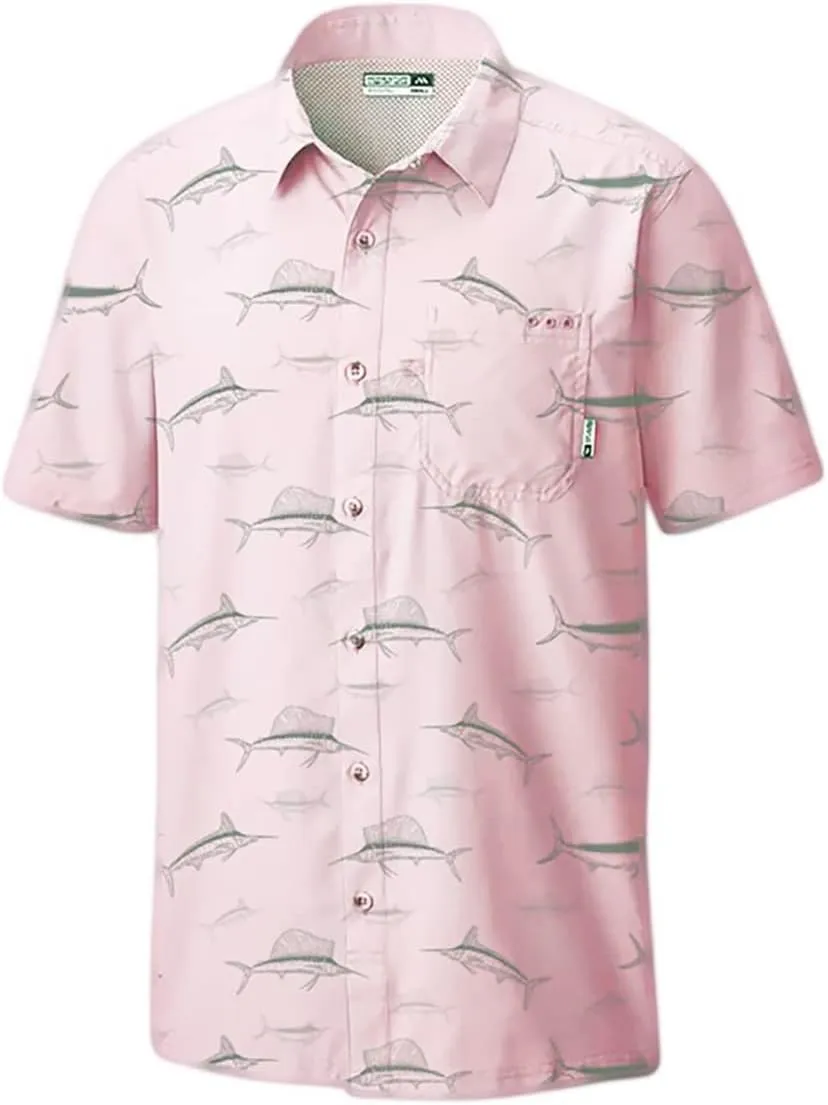 Men's Performance Short Sleeve Button Up Quick Dry Shirt 50  UPF Fishing Shirt
