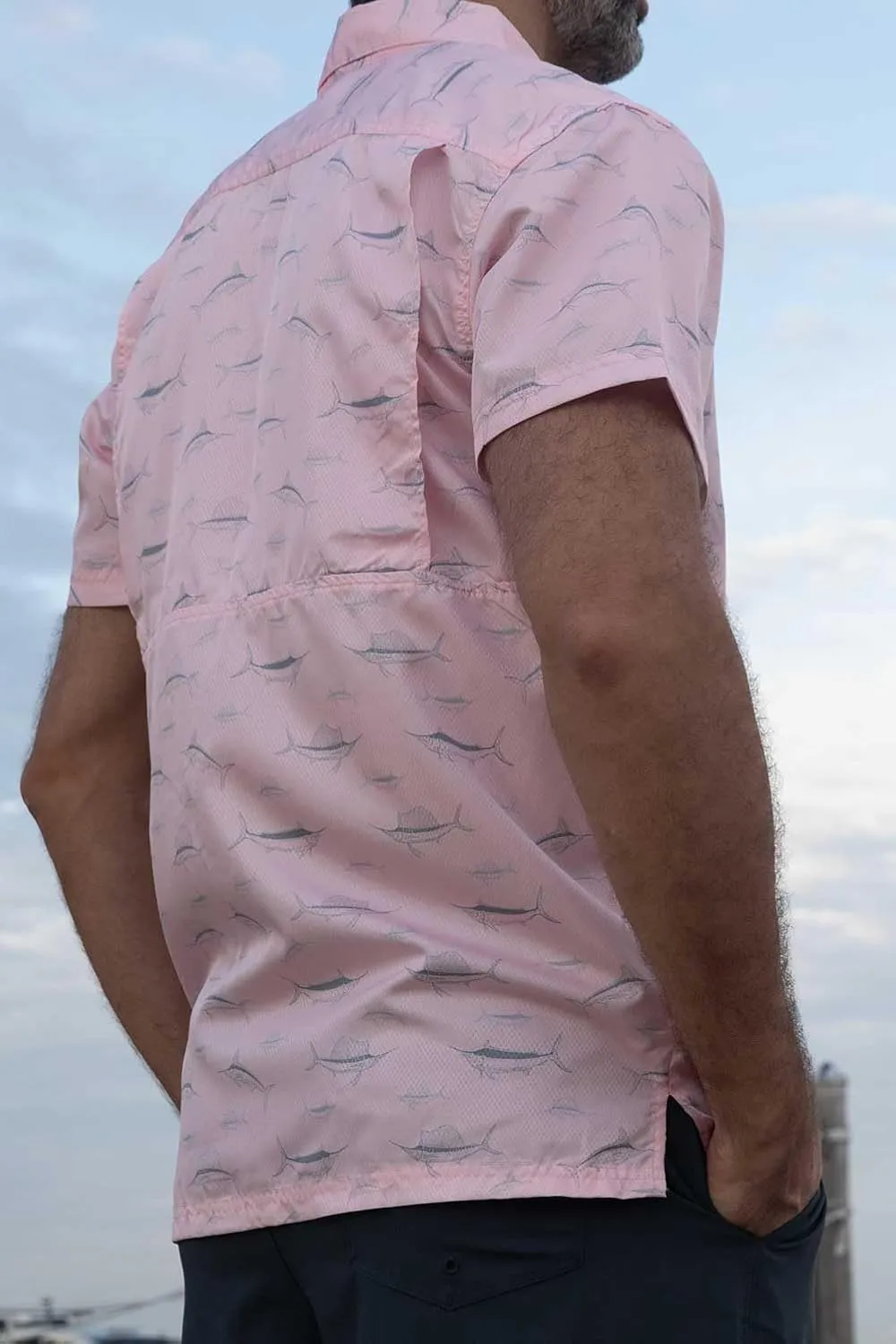 Men's Performance Short Sleeve Button Up Quick Dry Shirt 50  UPF Fishing Shirt