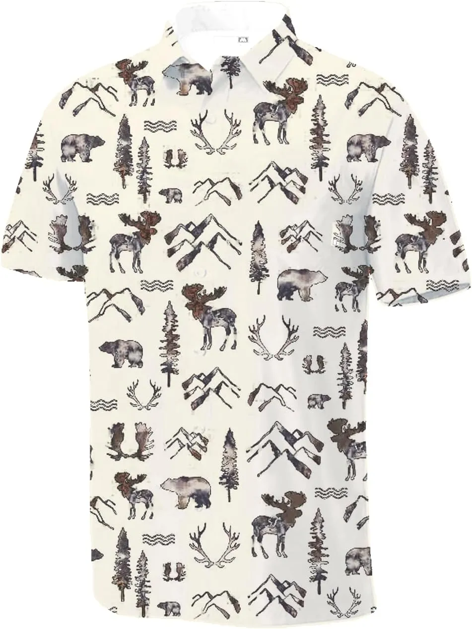 Men's Performance Short Sleeve Button Up Quick Dry Shirt 50  UPF Fishing Shirt