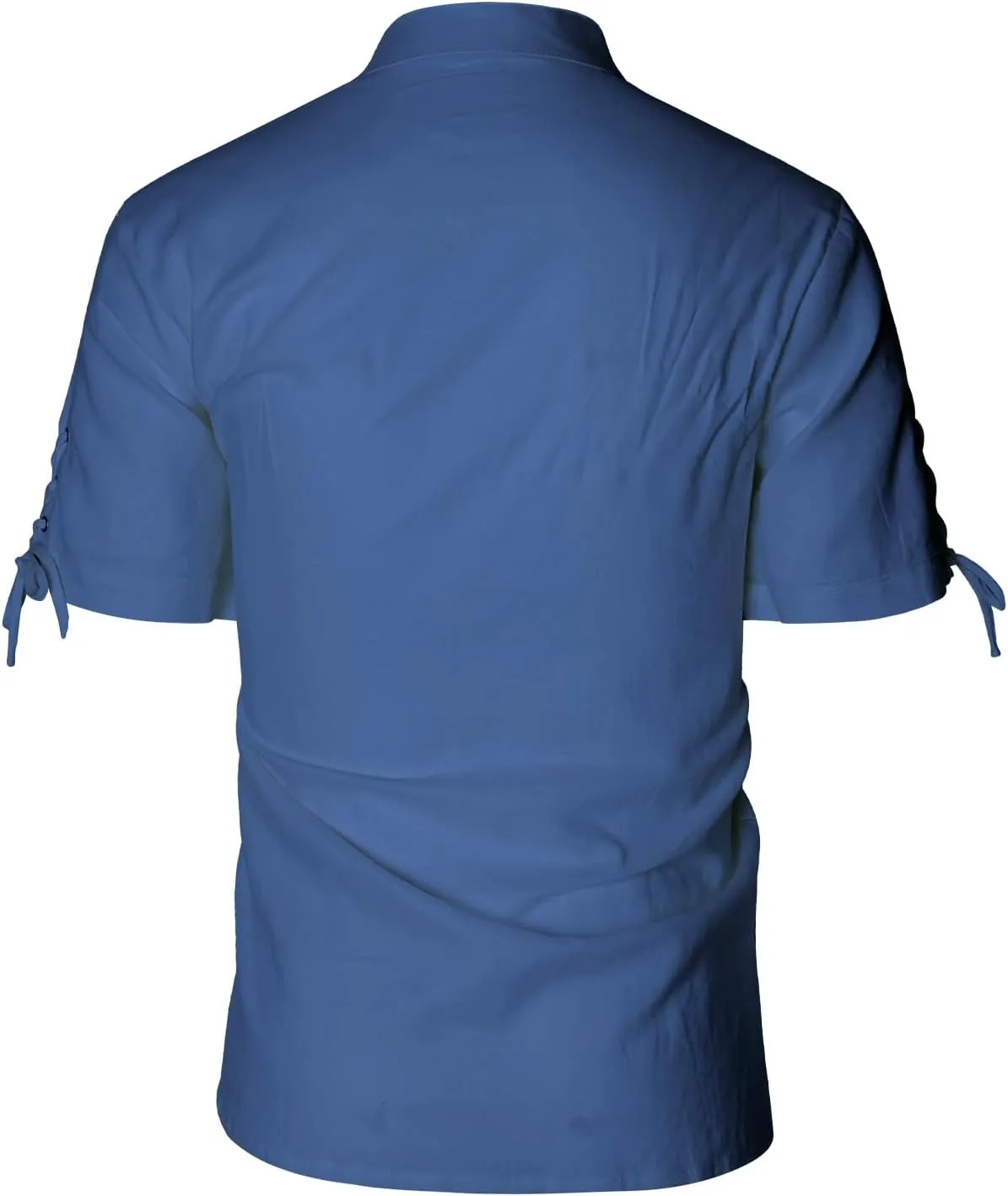 Men's Pirate Shirt Renaissance Medieval Viking Shirt Linen Short Sleeve Lace Up Top Halloween Costume
