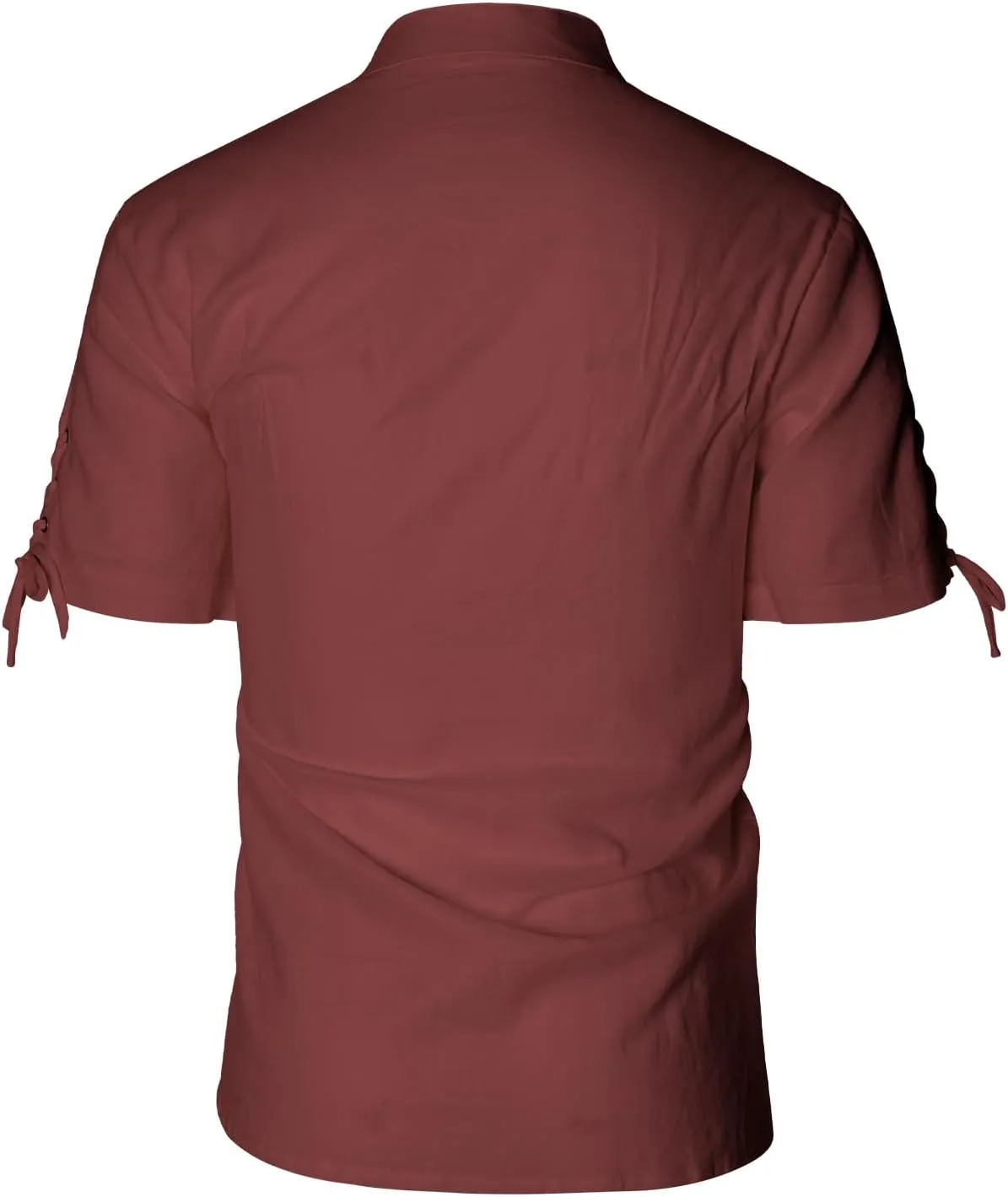 Men's Pirate Shirt Renaissance Medieval Viking Shirt Linen Short Sleeve Lace Up Top Halloween Costume