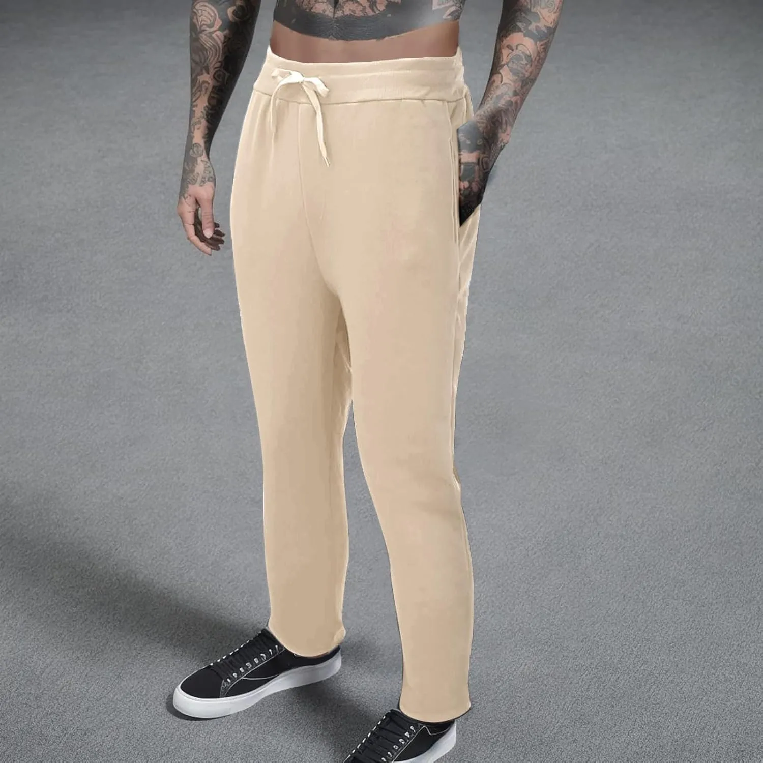 Men's Pleated Stitch Straight Leg Long Pants Men's Bootcut Corduroy Pants Oversized Sweatpants Men's Black Workout Pants Men