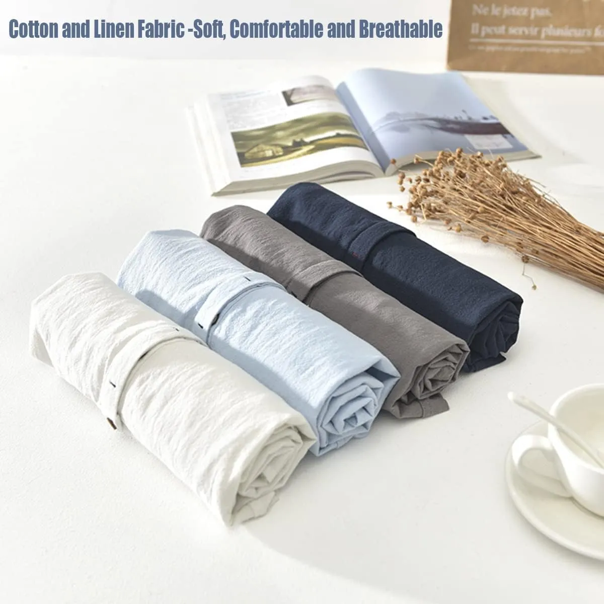 Mens Provence Linen Cotton Shirt,Casual Lightweight Linen Summer Shirt Mens
