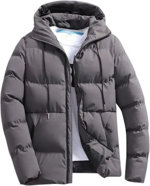 Men's Puffer Jackets Warm Puffy Lightweight Down Jacket Windproof Packable Quilted Coat Hoodless Winter Parka