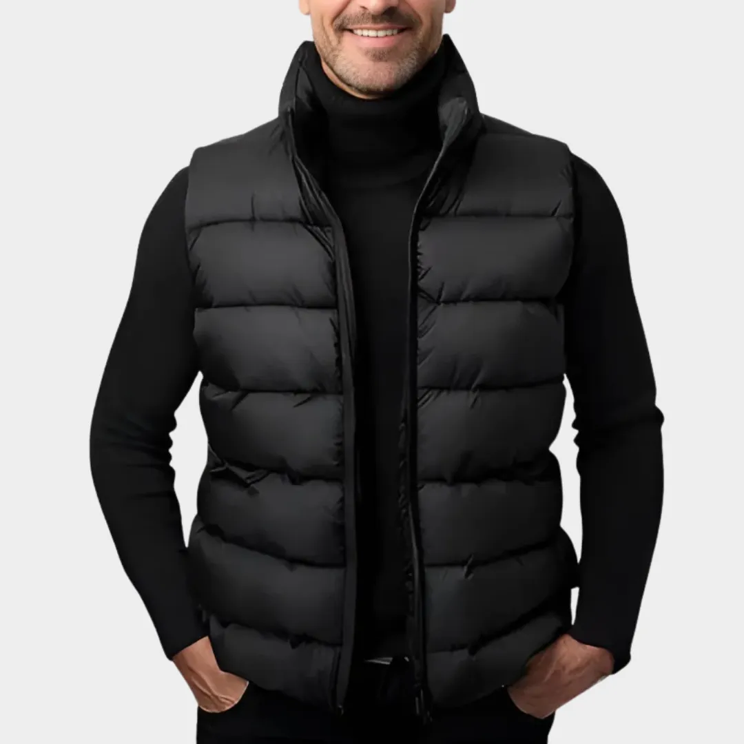 Men's Puffer Vest  Sleeveless Quilted Gilet  Lightweight Warm Zip-Up Jacket  Multiple Colours