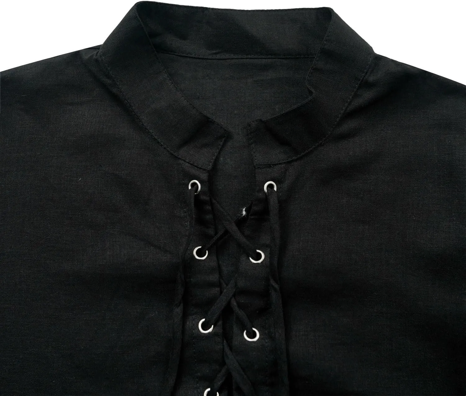 Men's Renaissance Long Sleeved Shirt Pirate Medieval Cotton Shirt Hippie lace up top Halloween Costume