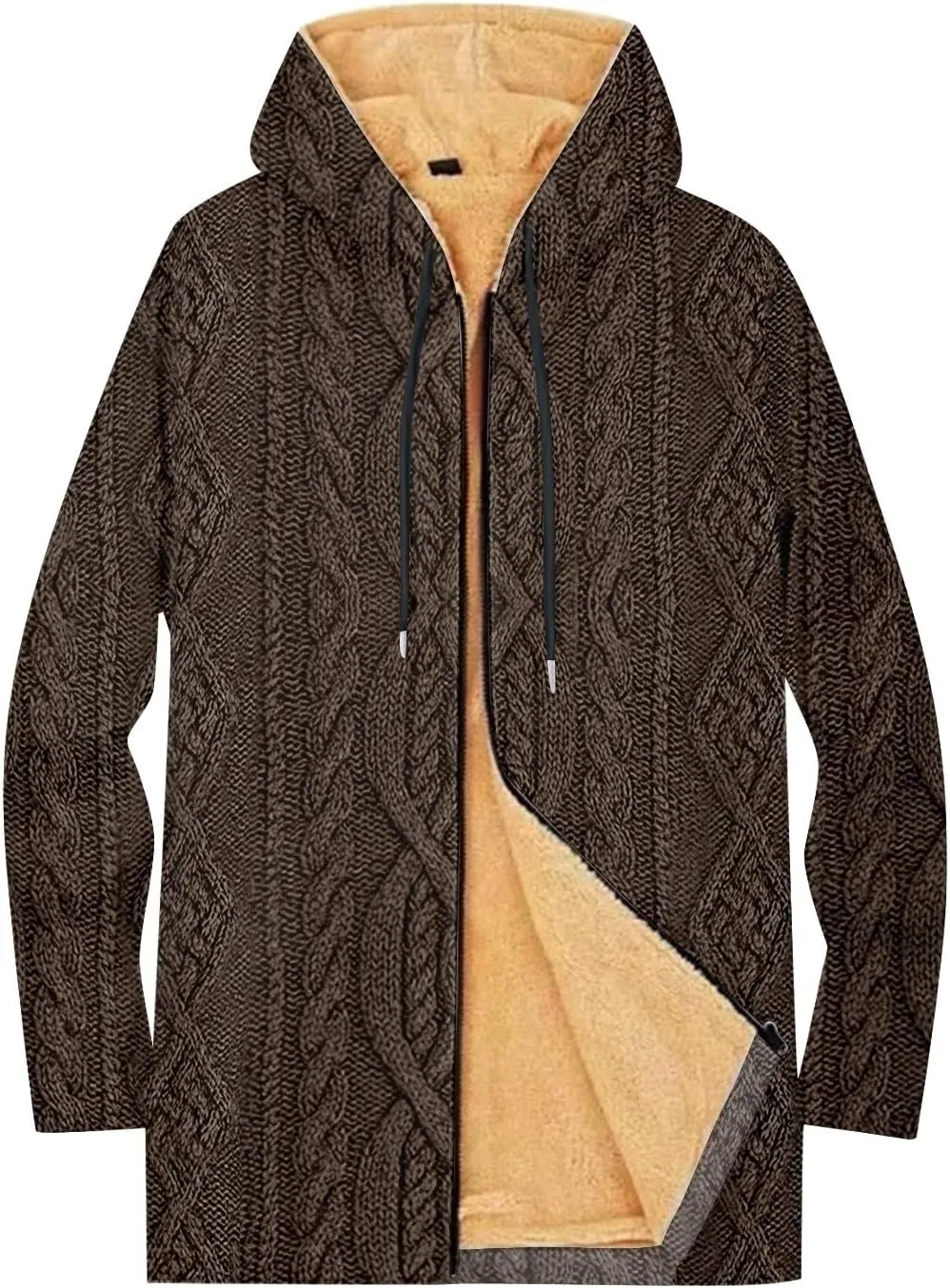 Mens Sherpa Hoodie Full-Zip Heavyweight Casual Hooded Warm Thick Thermal Hoodies
