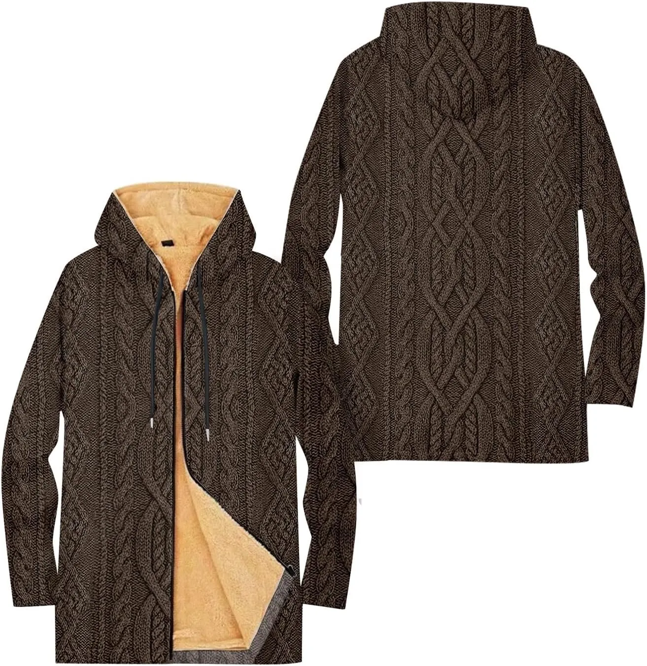Mens Sherpa Hoodie Full-Zip Heavyweight Casual Hooded Warm Thick Thermal Hoodies