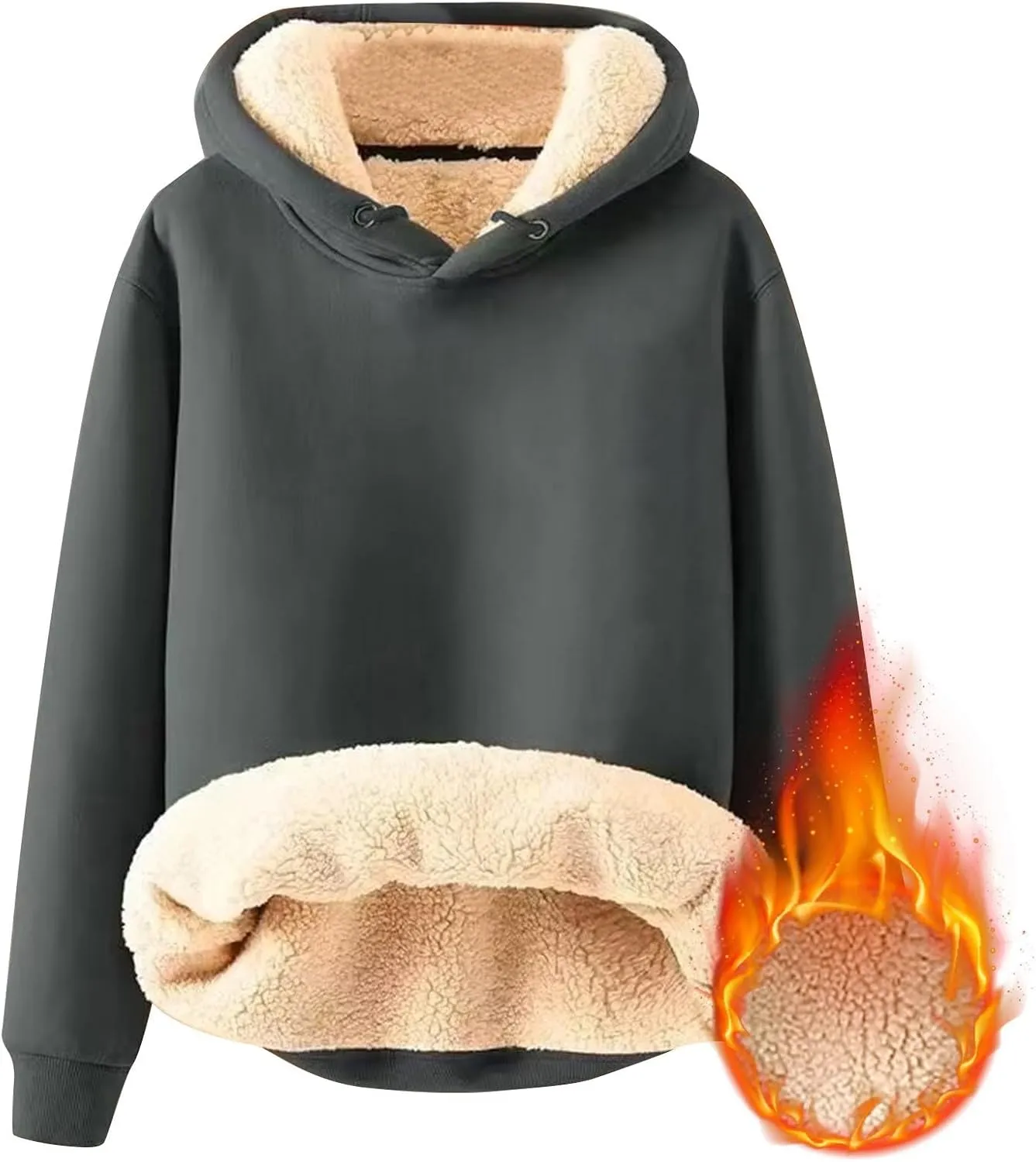 Men's Sherpa Hoodie Pullover Winter Thick Warm Fleece Lined Hoodies Athletic Sweatshirts