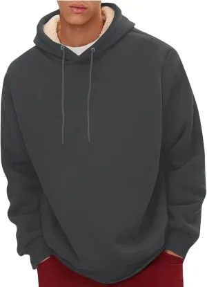 Men's Sherpa Hoodie Pullover Winter Thick Warm Fleece Lined Hoodies Athletic Sweatshirts