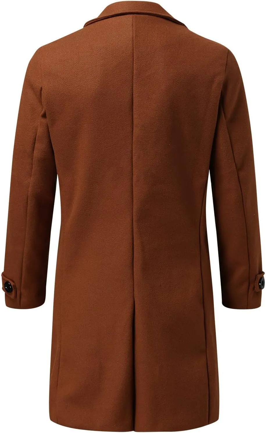 Mens Single Breasted Trench Coat Winter Pea Coat Notch Lapel Long Casual Overcoat Slim Fit Long Jacket Pea Coat