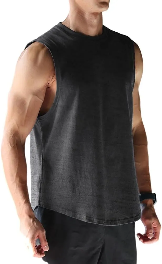 Men's Sleeveless Sports T-Shirt Quick Dry Cotton Muscle Shirt Casual Sports Tank top