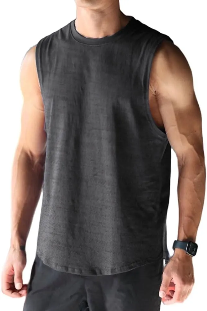 Men's Sleeveless Sports T-Shirt Quick Dry Cotton Muscle Shirt Casual Sports Tank top