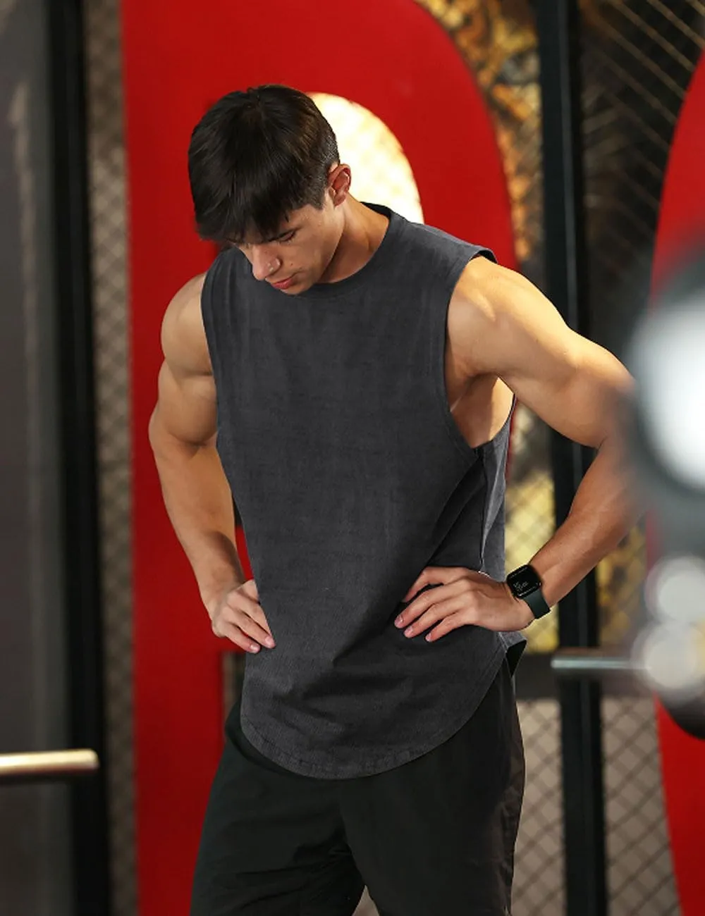 Men's Sleeveless Sports T-Shirt Quick Dry Cotton Muscle Shirt Casual Sports Tank top
