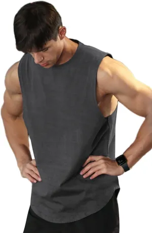 Men's Sleeveless Sports T-Shirt Quick Dry Cotton Muscle Shirt Casual Sports Tank top