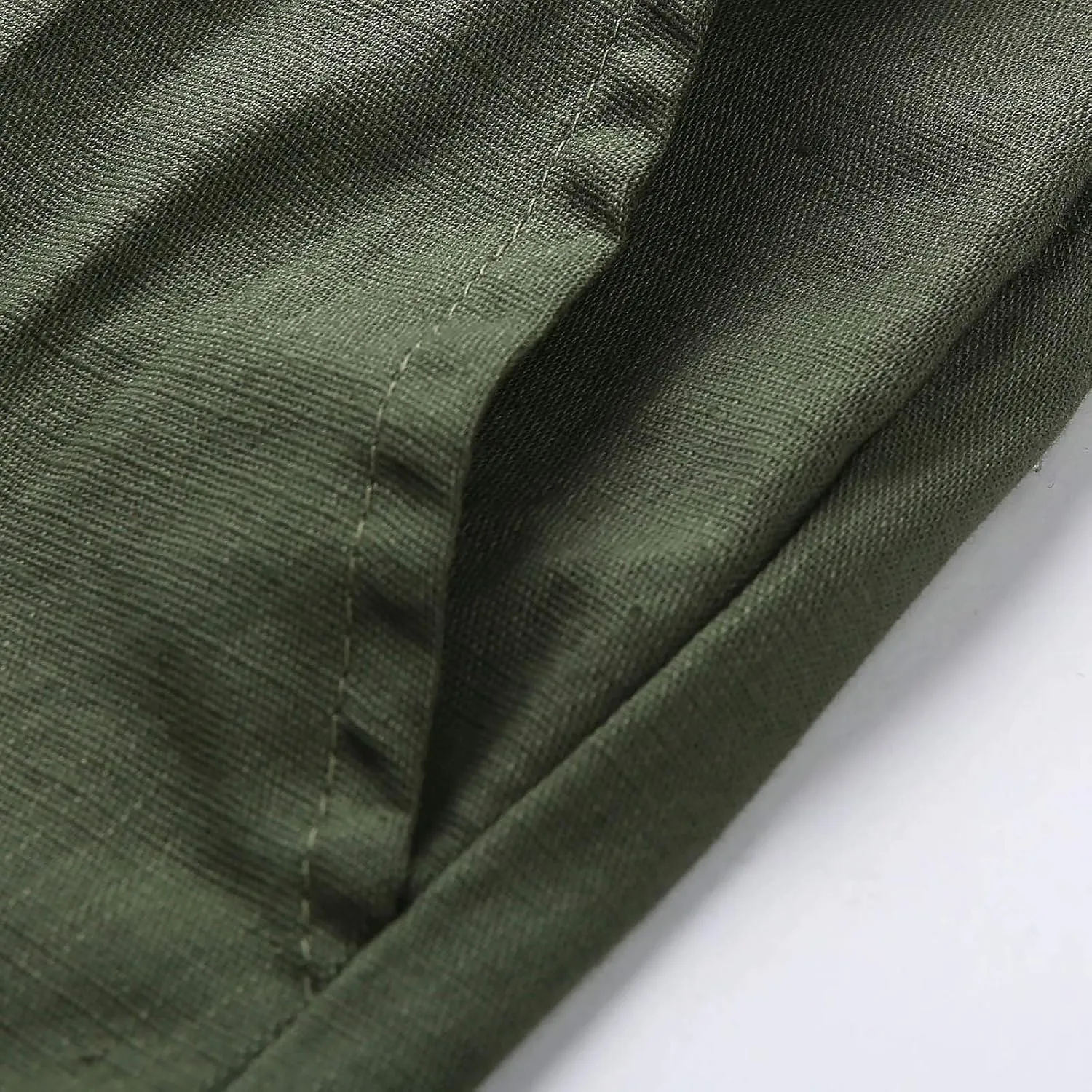 Mens Slim Fit Cotton Linen Pants Straight Leg Elastic Waist Classic Chino Pants Lightweight Beach Yoga Trousers with Pockets
