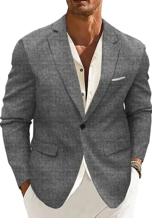 Men's Sport Coat Casual Blazer One Button Lightweight Business Suit Jacket