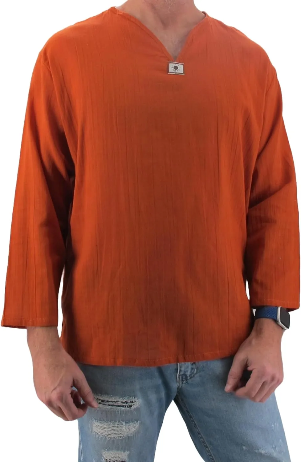 Men's Summer T-Shirt 100% Cotton Hippie Shirt V-Neck Beach Yoga Top