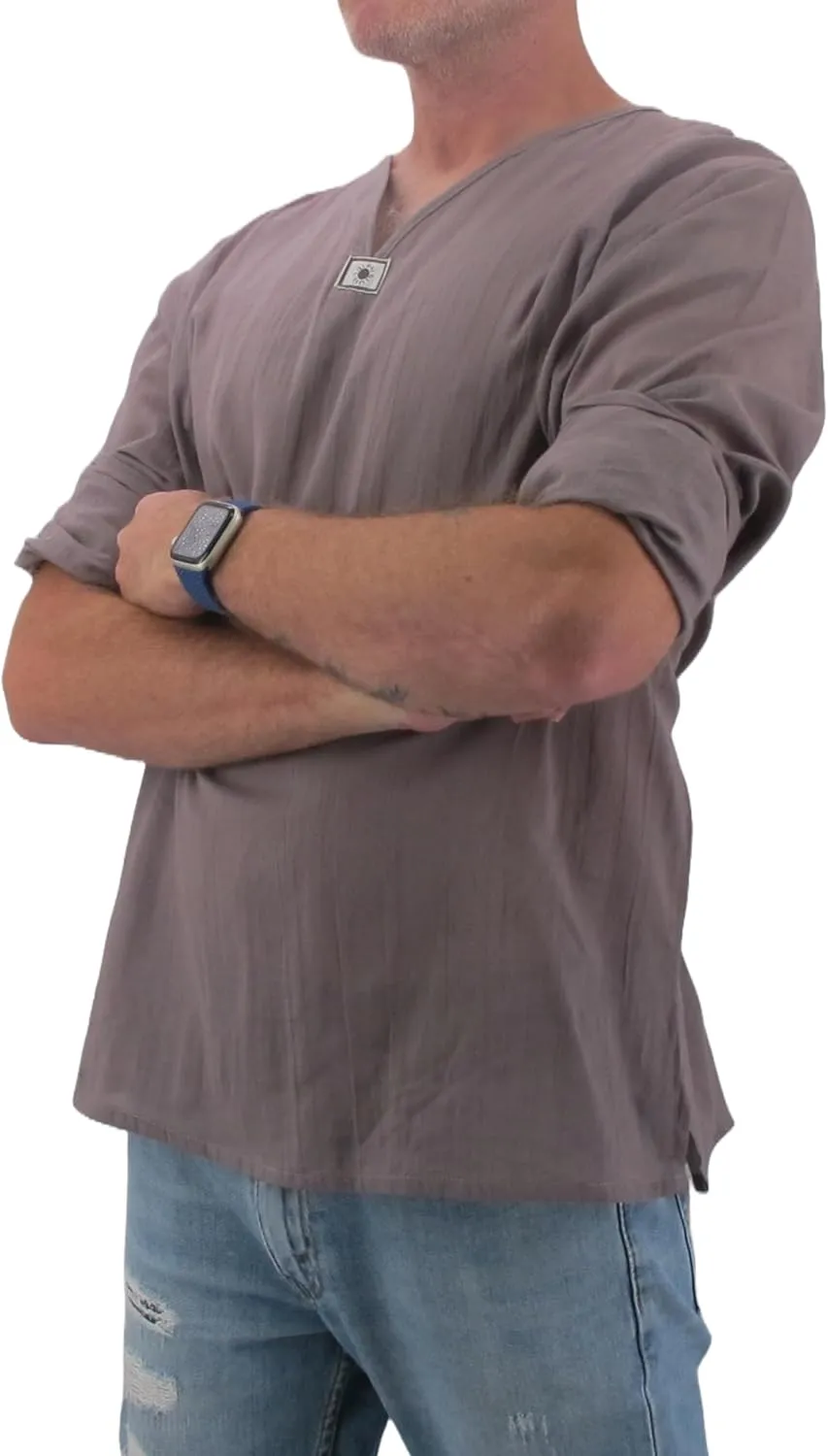 Men's Summer T-Shirt 100% Cotton Hippie Shirt V-Neck Beach Yoga Top