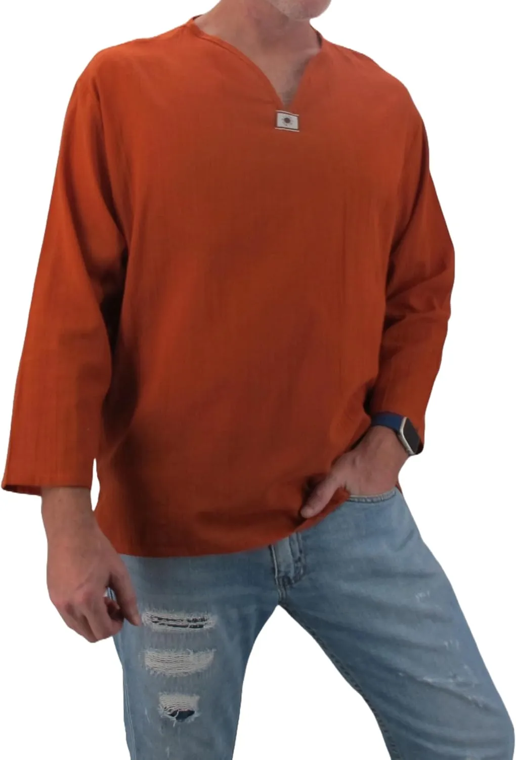 Men's Summer T-Shirt 100% Cotton Hippie Shirt V-Neck Beach Yoga Top