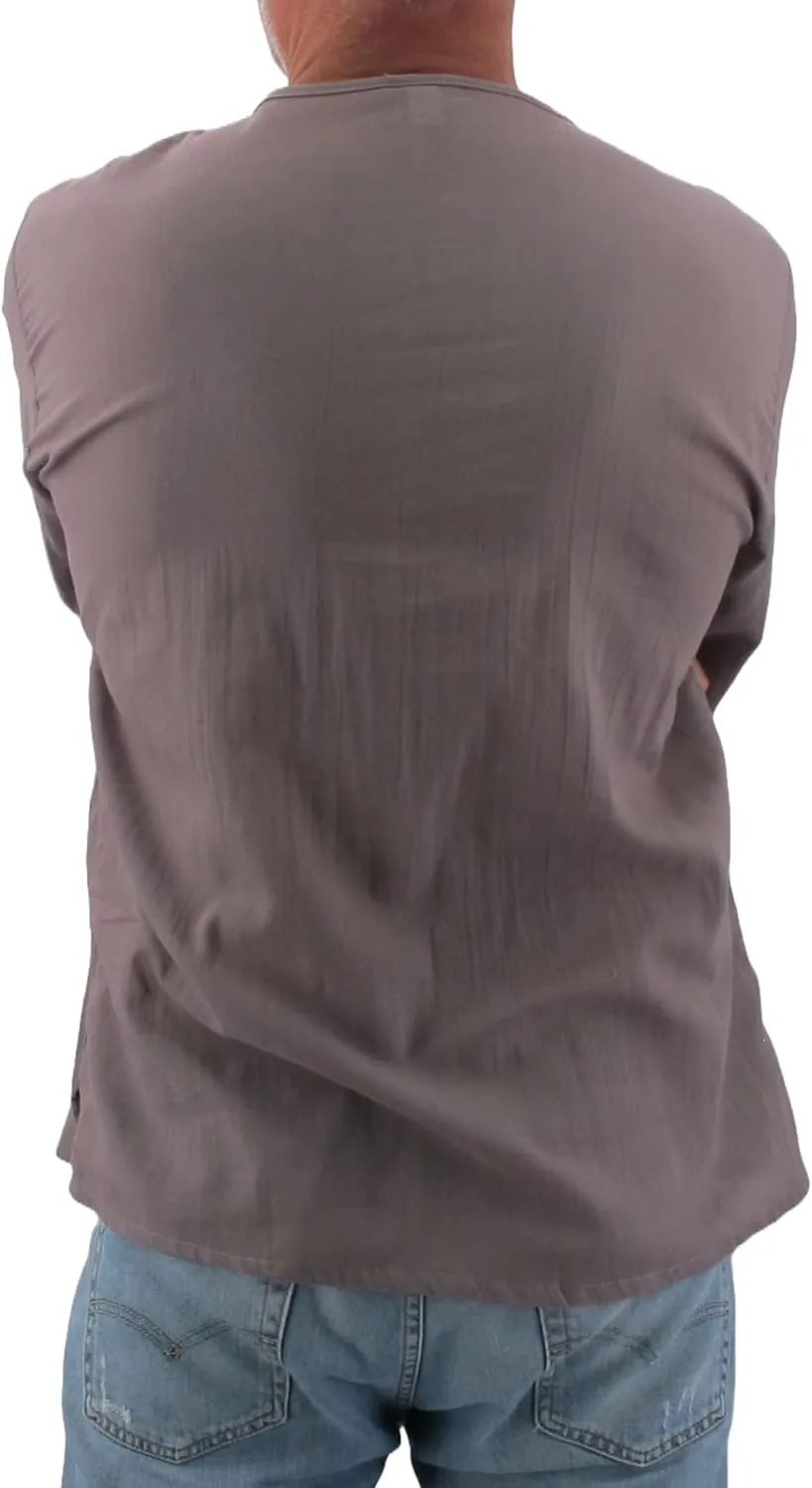 Men's Summer T-Shirt 100% Cotton Hippie Shirt V-Neck Beach Yoga Top