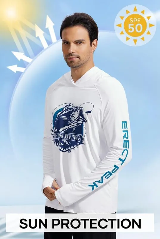 Men's Sun Protection Fishing Hoodie Shirt UPF 50  Long Sleeve Lightweight Rashguard Outdoor Hiking UV Shirt