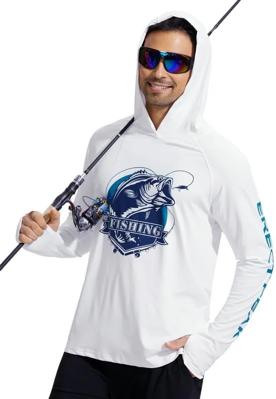 Men's Sun Protection Fishing Hoodie Shirt UPF 50  Long Sleeve Lightweight Rashguard Outdoor Hiking UV Shirt