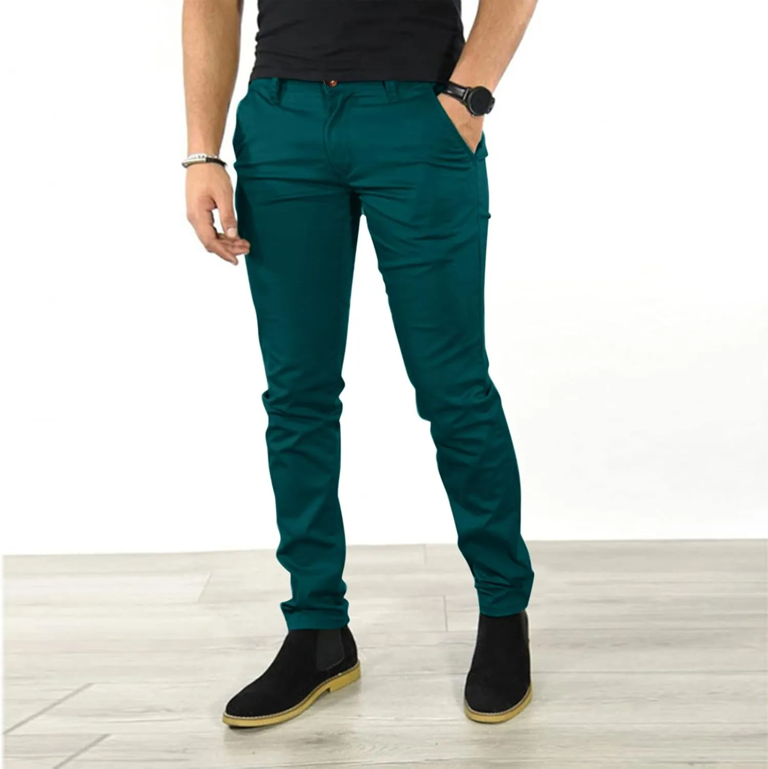 Mens Sweatpants Joggers Pants Man Classic Fit Multi Pockets Autumn & Winter Pants for Men Drawstring Cargo Flat Front