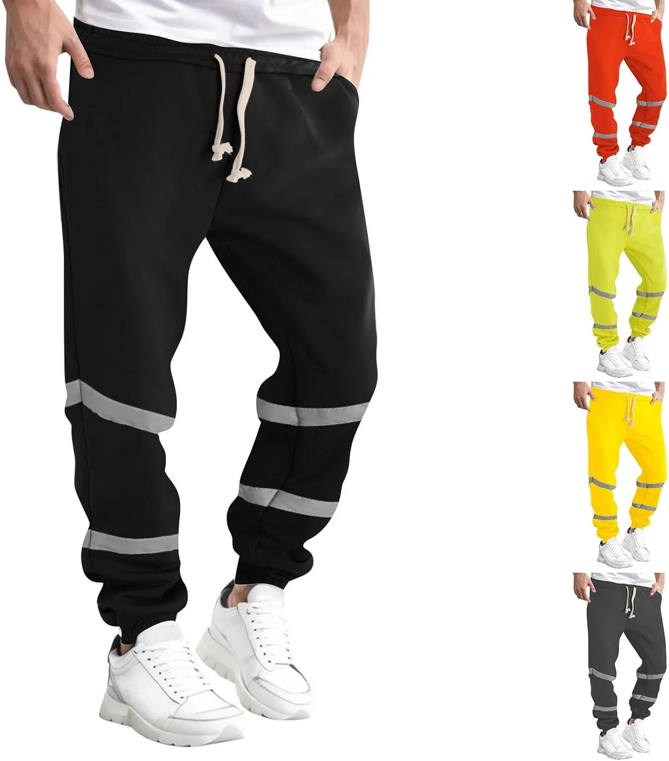 Mens Sweatpants with Pockets Big and Tall Baggy Stretch Drawstring Elastic Waist Athletic Jogger Sweat Pant with Pocket