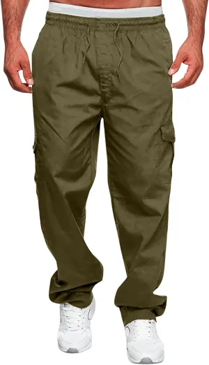 Mens Sweatpants with Pockets Big and Tall Bottom Straight Leg Casual Loose Athletic Jogger Pants Men's Cargo Sweatpants
