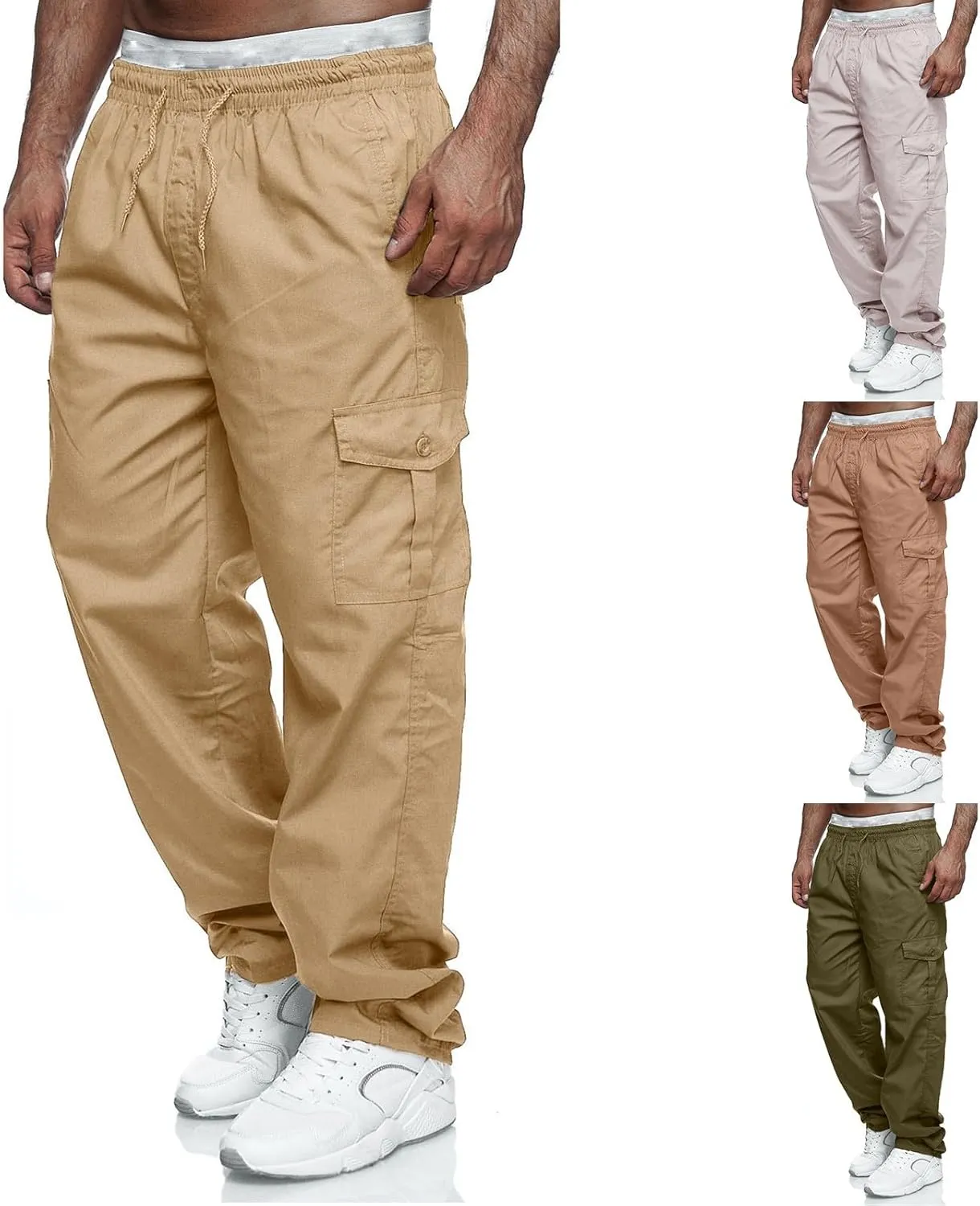 Mens Sweatpants with Pockets Big and Tall Bottom Straight Leg Casual Loose Athletic Jogger Pants Men's Cargo Sweatpants