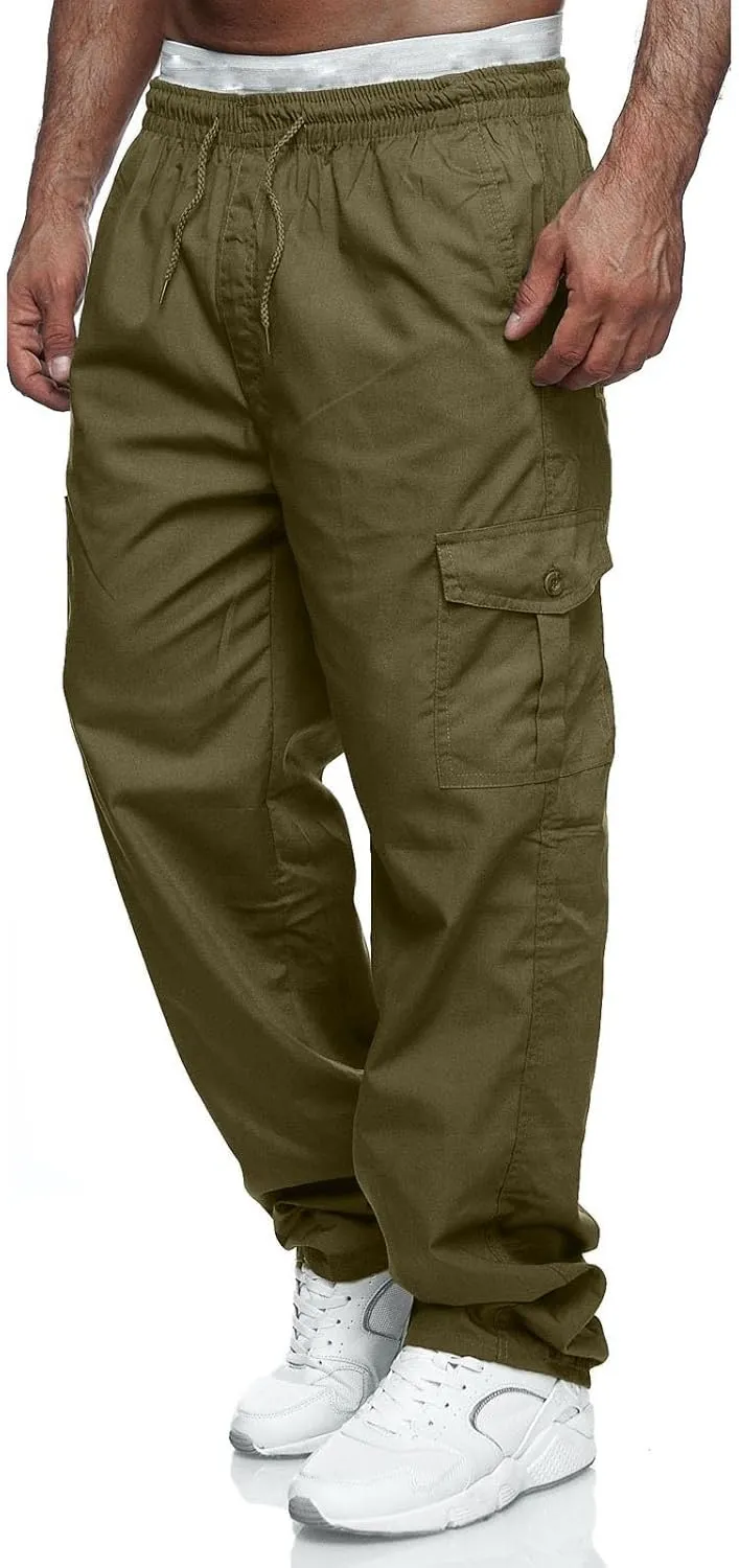 Mens Sweatpants with Pockets Big and Tall Bottom Straight Leg Casual Loose Athletic Jogger Pants Men's Cargo Sweatpants