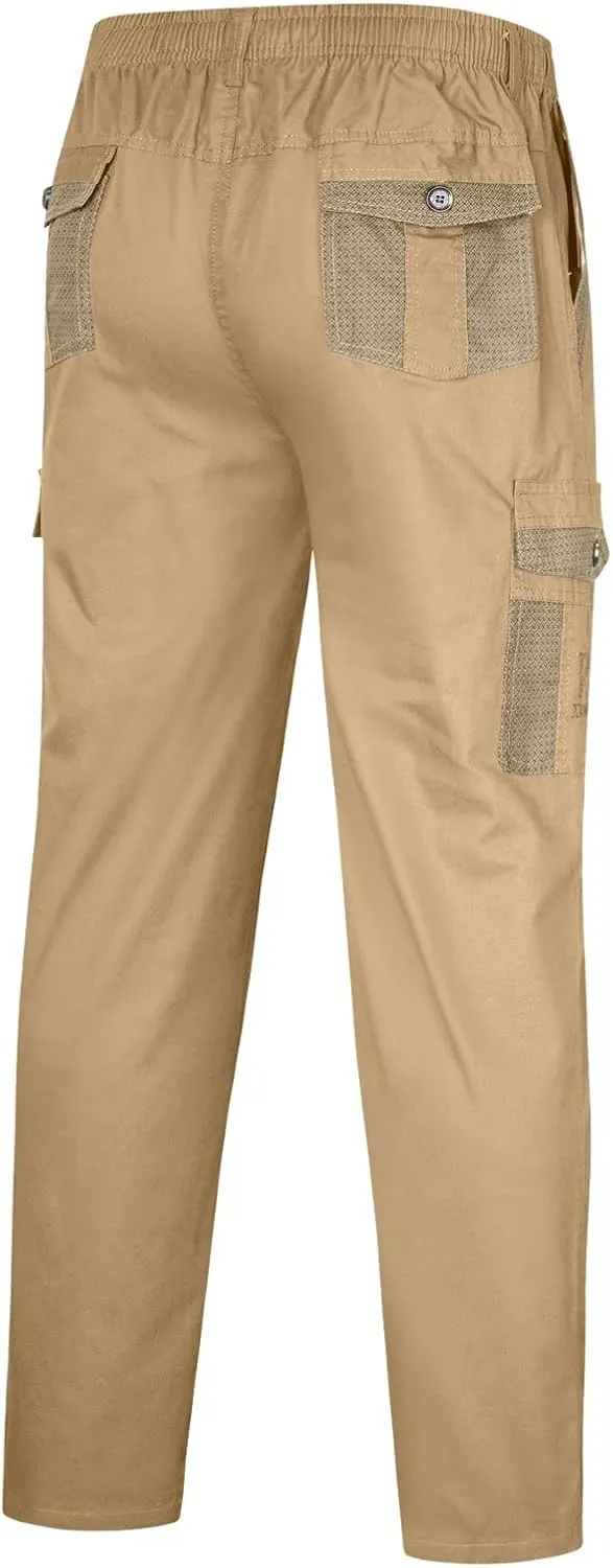 Mens Sweatpants with Pockets Big and Tall Pants Casual Color Solid Men's Trousers Leggings Multi-Pocket Pants Tooling