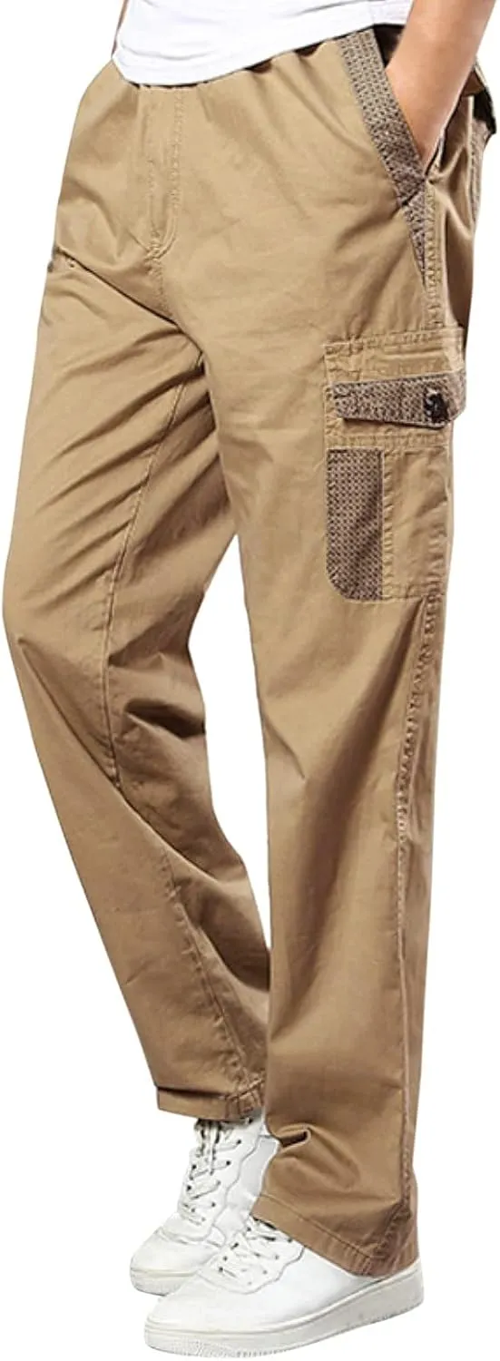 Mens Sweatpants with Pockets Big and Tall Pants Casual Color Solid Men's Trousers Leggings Multi-Pocket Pants Tooling