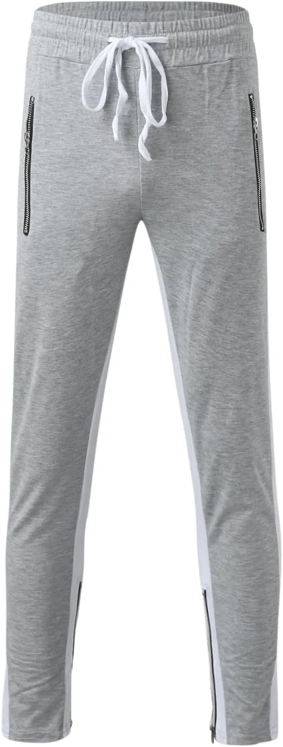 Mens Sweatpants with Pockets Waist Zipper Hem Corduroy Cargo Pants with Pockets Men's Casual Drawstring High Waisted