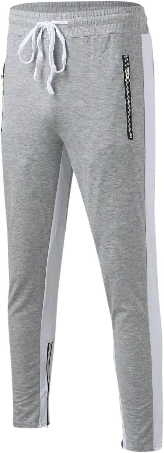 Mens Sweatpants with Pockets Waist Zipper Hem Corduroy Cargo Pants with Pockets Men's Casual Drawstring High Waisted