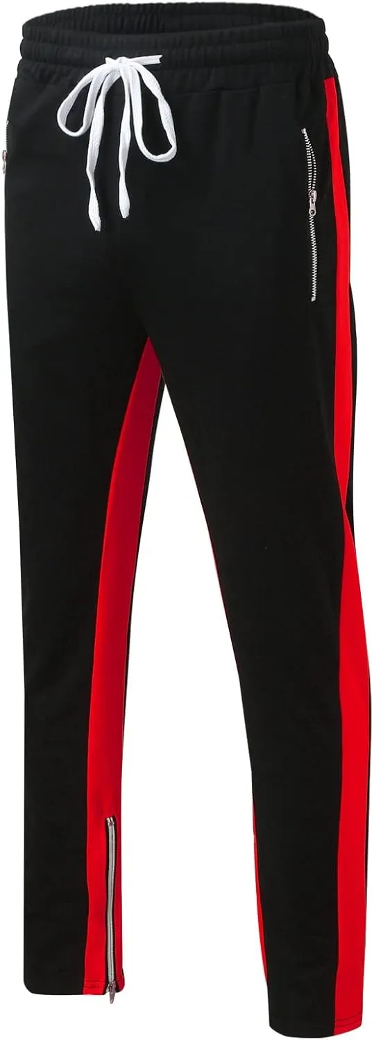 Mens Sweatpants with Pockets Waist Zipper Hem Corduroy Cargo Pants with Pockets Men's Casual Drawstring High Waisted