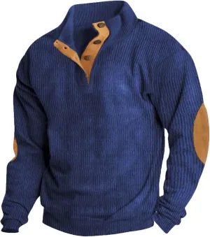 Mens Sweatshirt Winter Outdoor Casual Vintage Sweater Cotton Sweatshirts For Men Winter 1/4 Button Collar Pullover