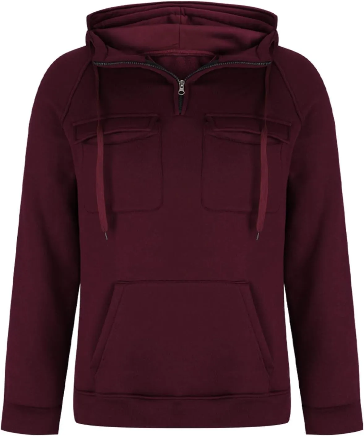 Men's Tactical Hoodies Solid Color Quarter Zip Sweatshirt Multi Pockets Jakcets Fleece Winter Warm Oversized Pullover